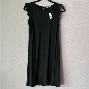 LOFT Olive Boho Ruffle Sleeveless Midi Dress